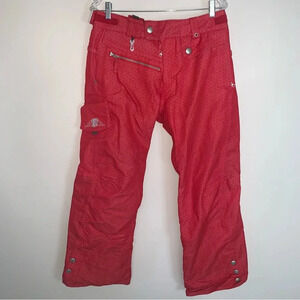686 Red Snow  Pants White Polka Dots Smarty Lined M